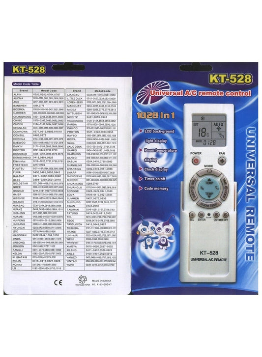 KT-528 Universal A/C Remote Control Replacment for LG York Toshiba HITACHI DAIKIN 1028 in 1